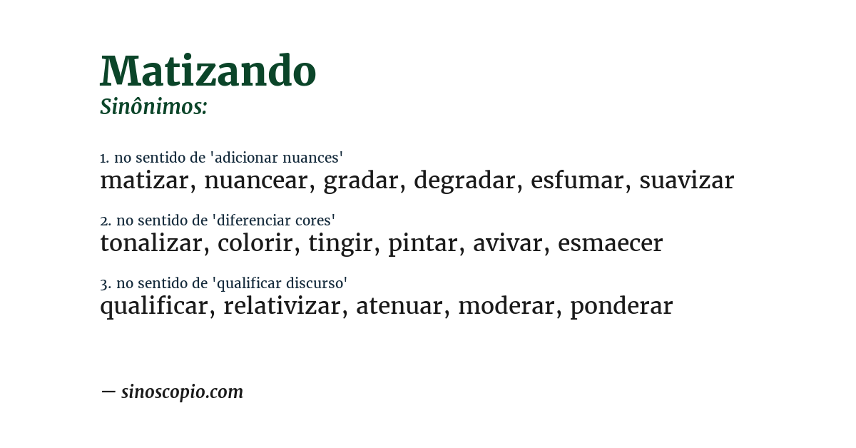 Sinônimo de matizando