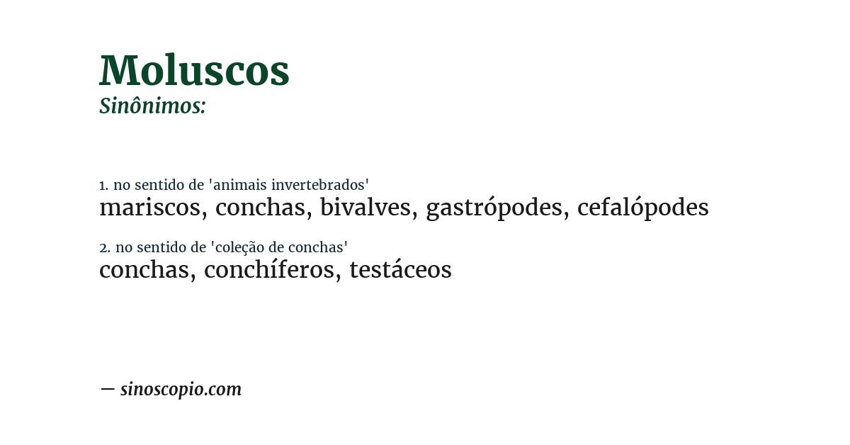 Sinônimo de moluscos