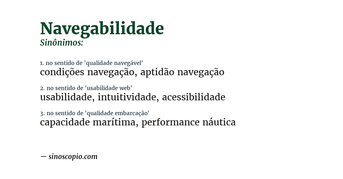 Sinônimo de navegabilidade