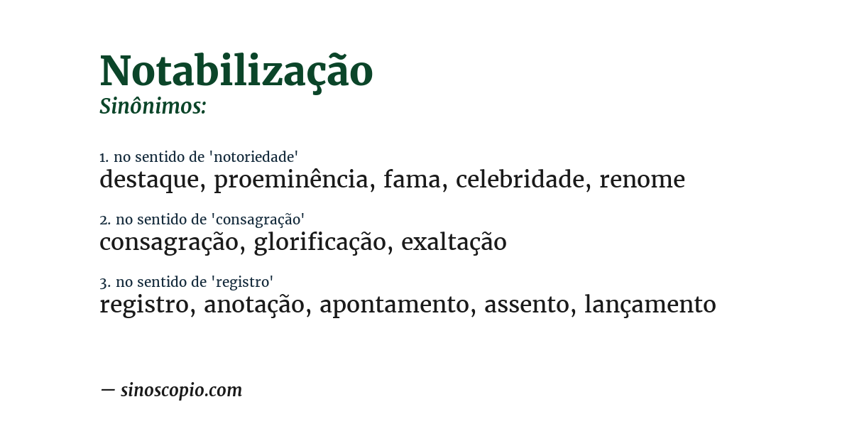 Sinônimo de notabilização
