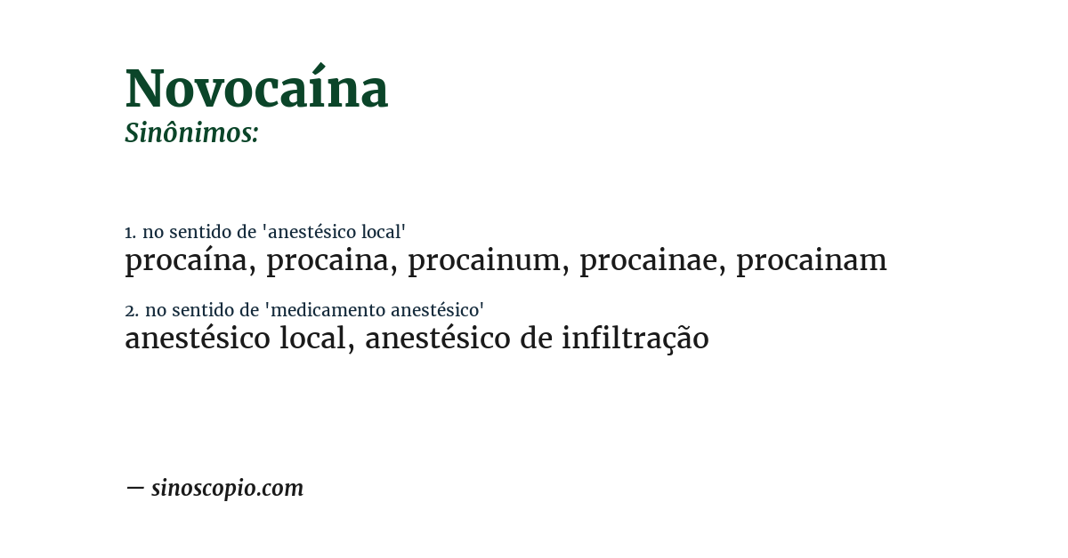 Sinônimo de novocaína