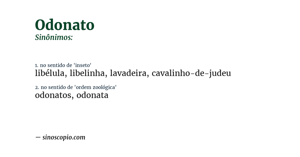 Sinônimo de odonato