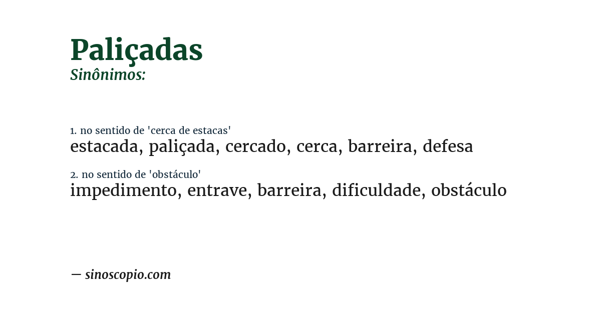 Sinônimo de paliçadas