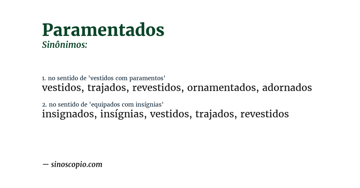 Sinônimo de paramentados
