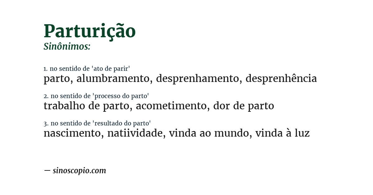 Sinônimo de parturição