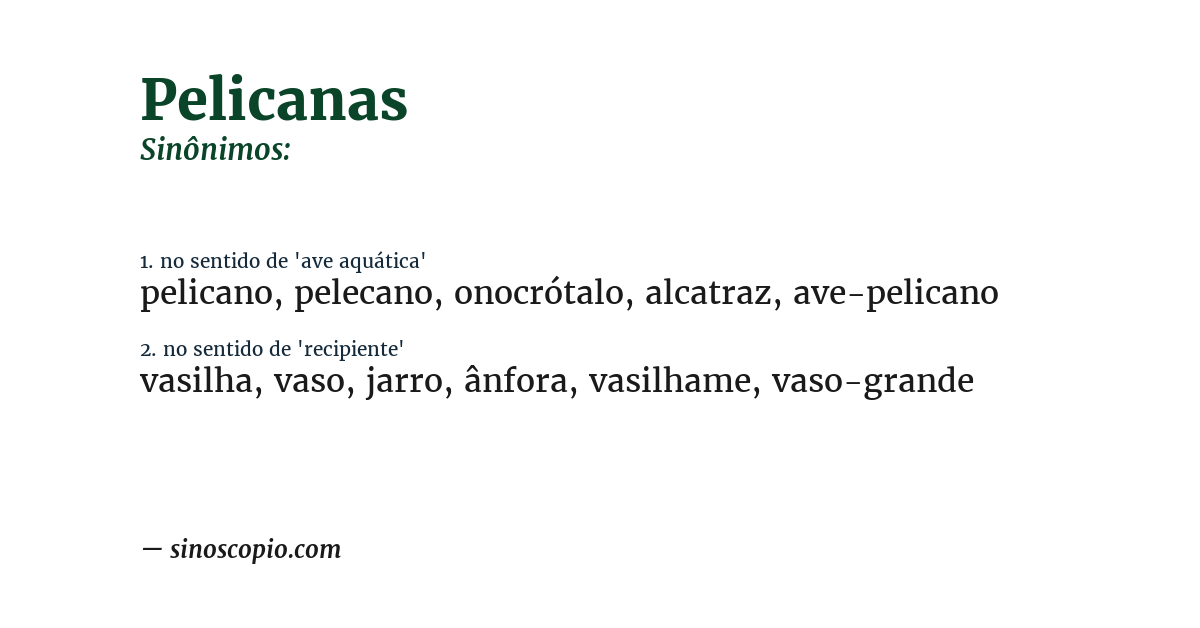 Sinônimo de pelicanas
