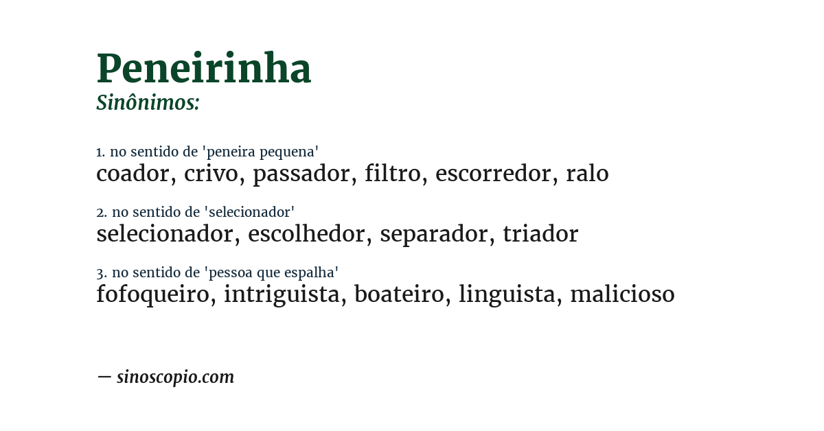 Sinônimo de peneirinha