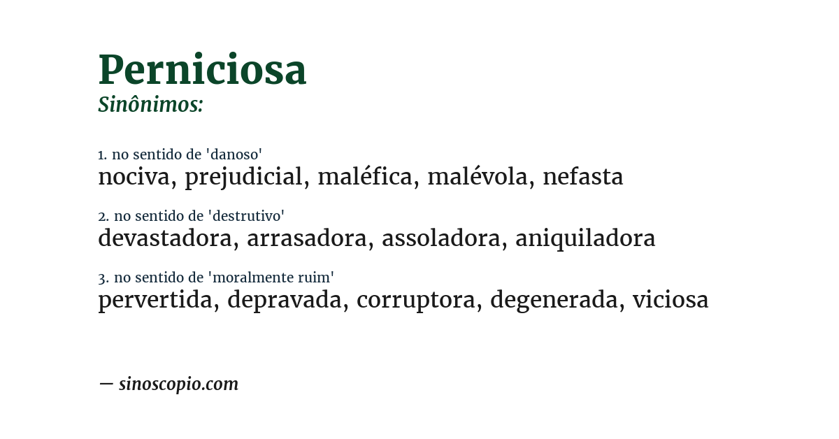 Sinônimo de perniciosa