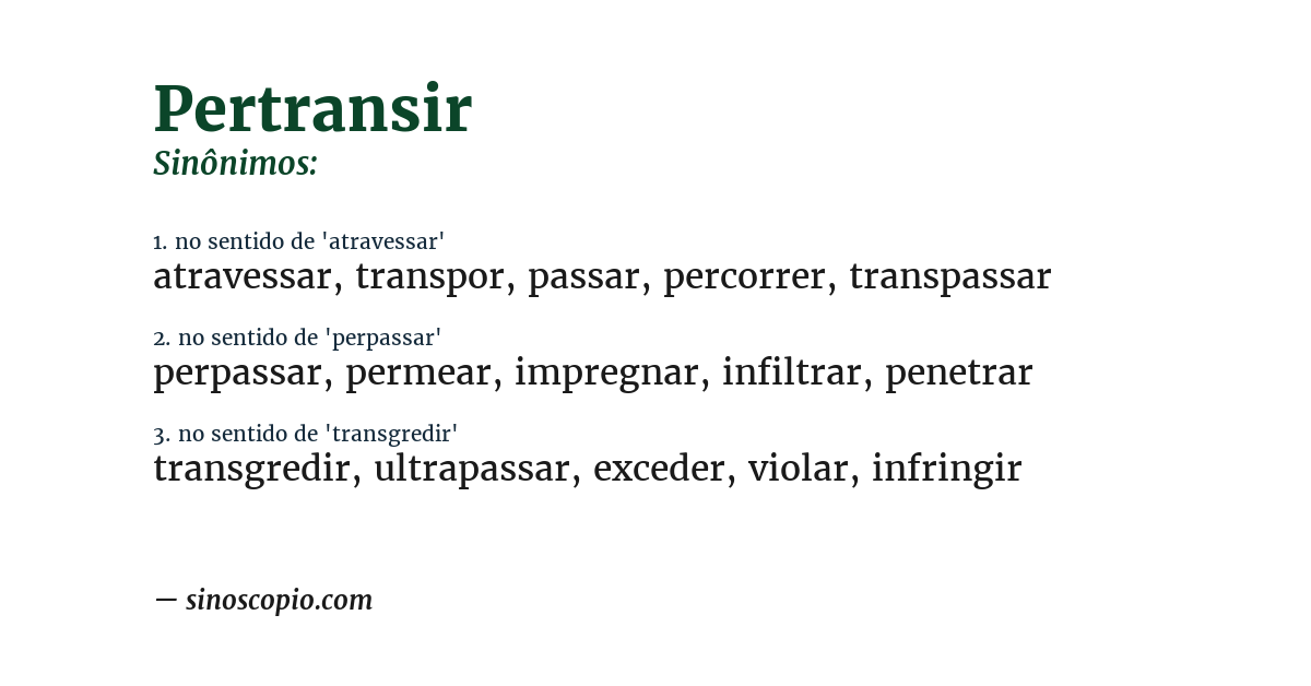 Sinônimo de pertransir