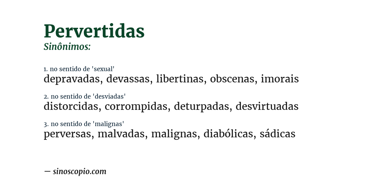 Sinônimo de pervertidas