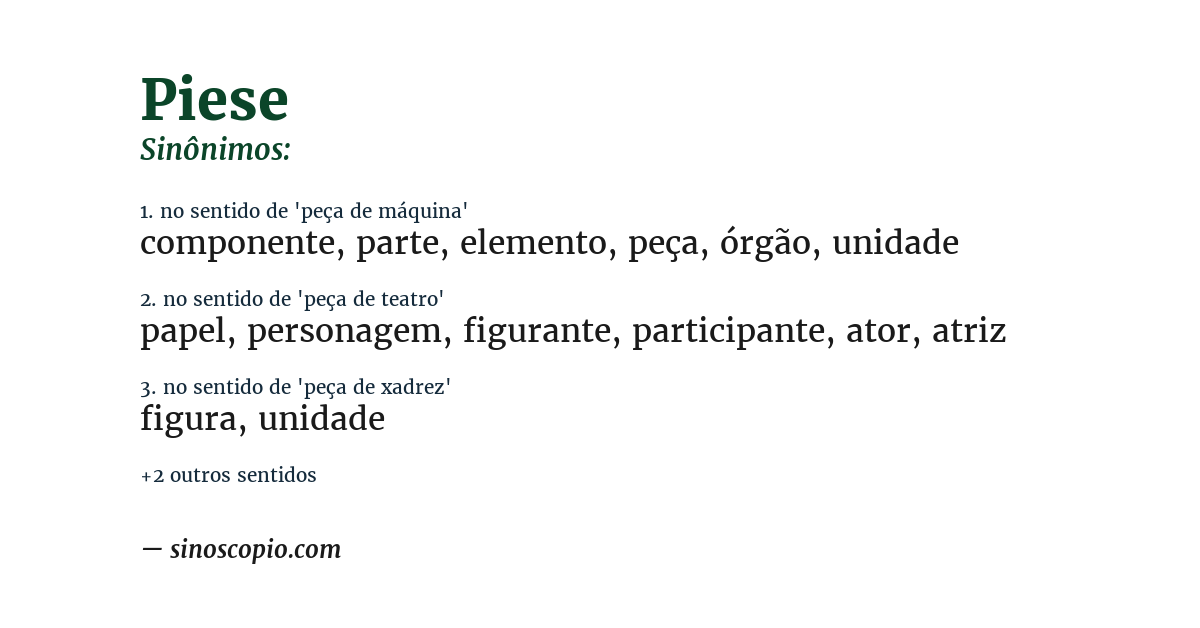 Sinônimo de piese