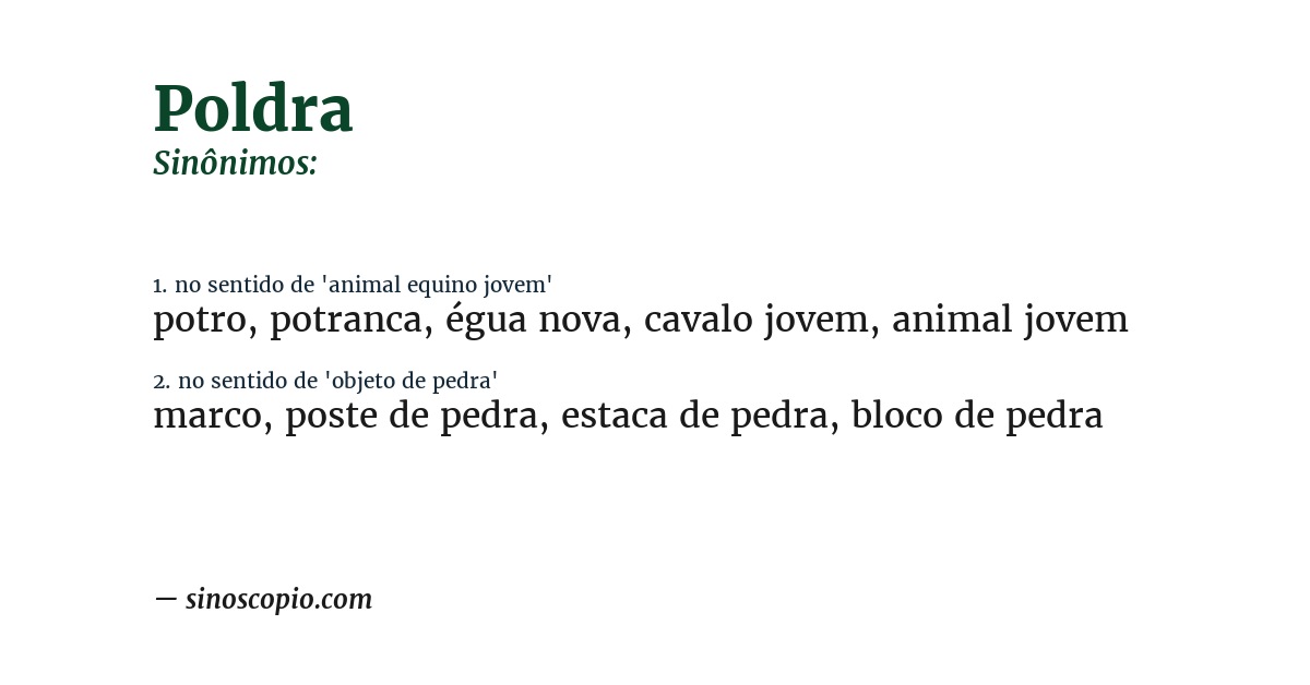 Sinônimo de poldra
