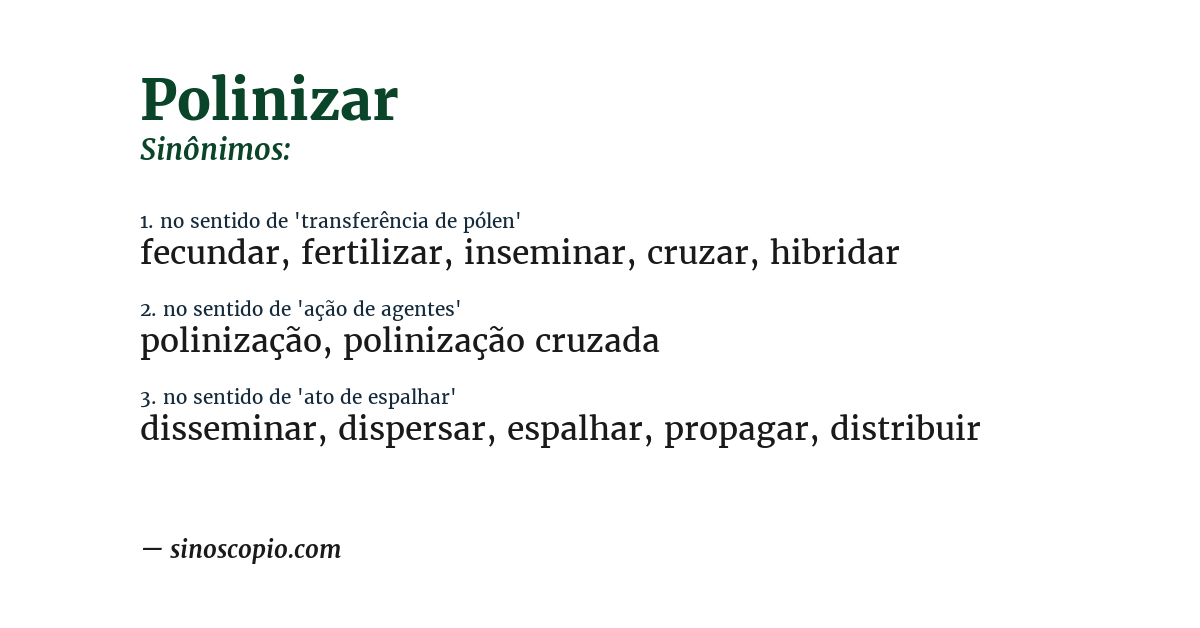 Sinônimo de polinizar