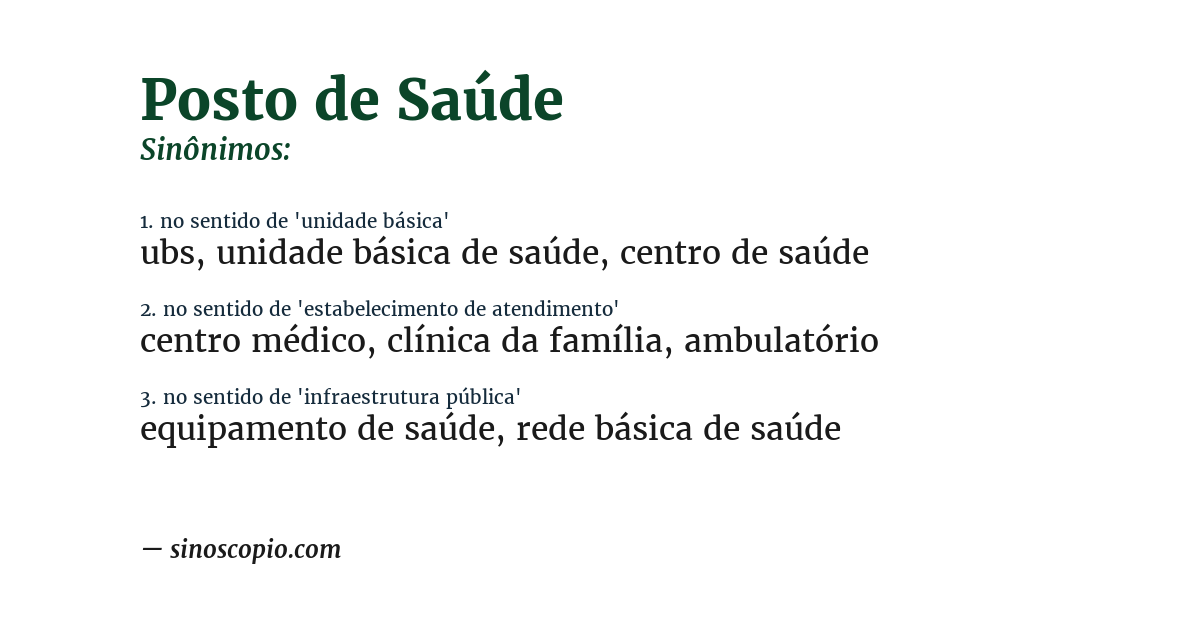 Sinônimo de posto de saúde