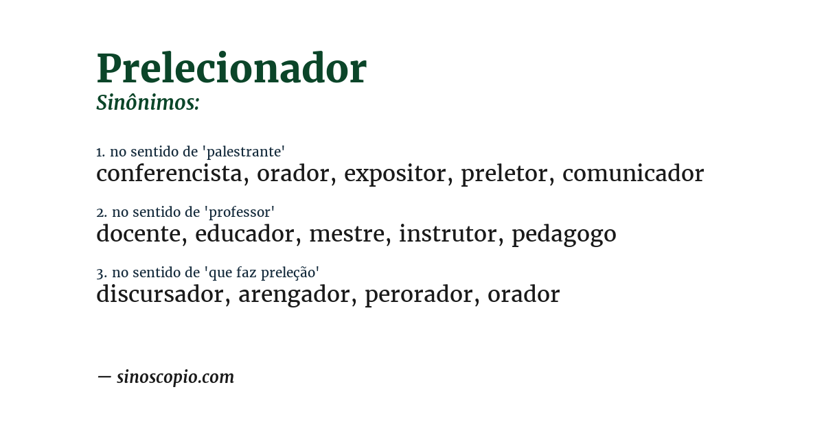 Sinônimo de prelecionador