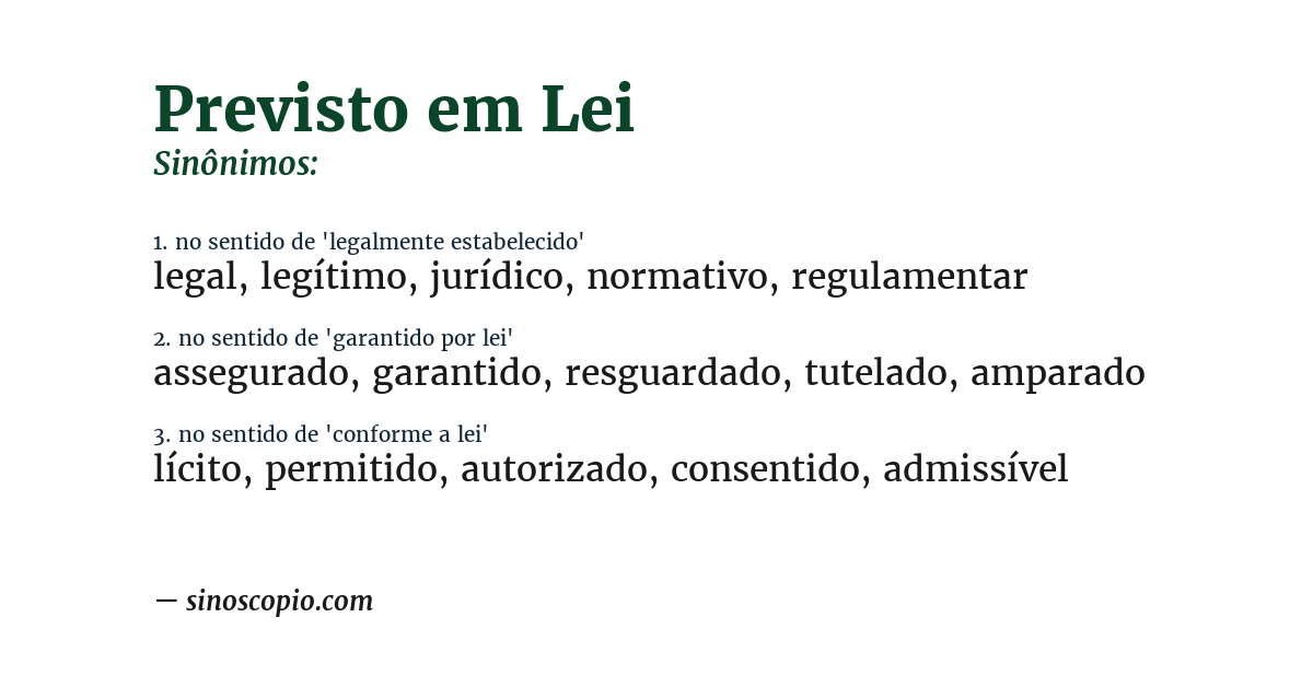 Sinônimo de previsto em lei