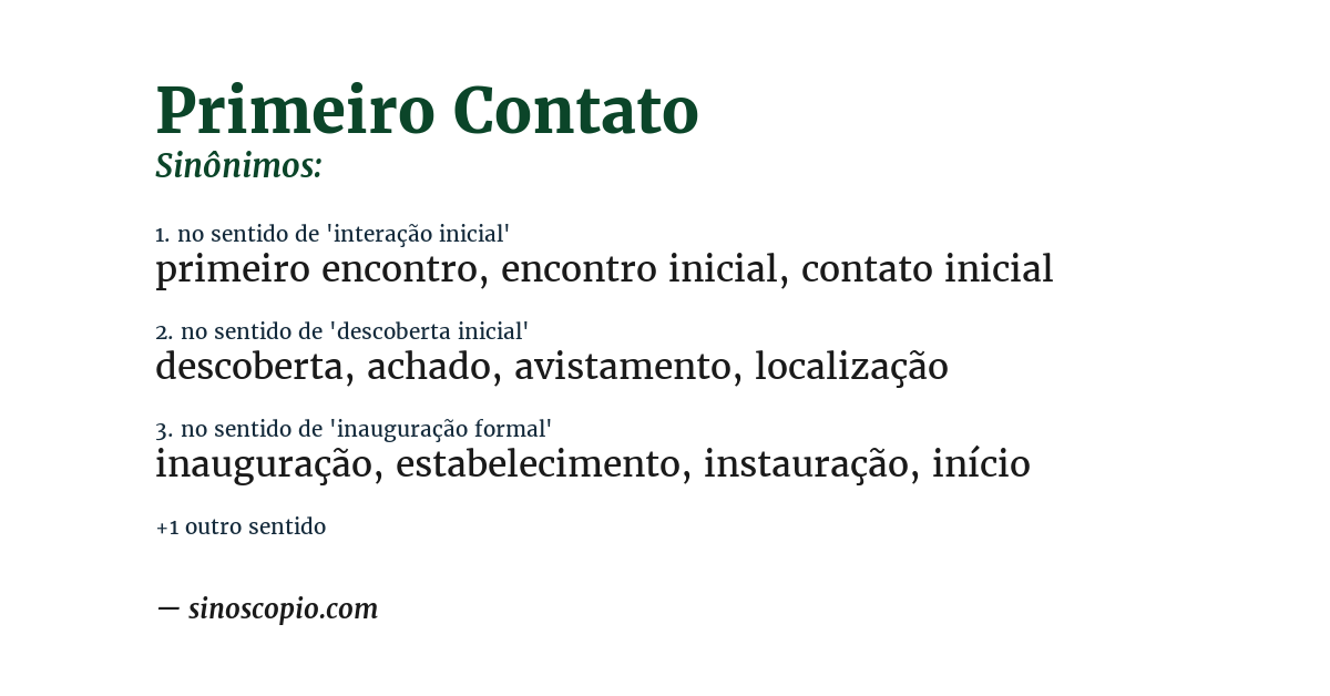 Sinônimo de primeiro contato