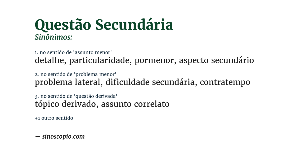 Sinônimo de questão secundária
