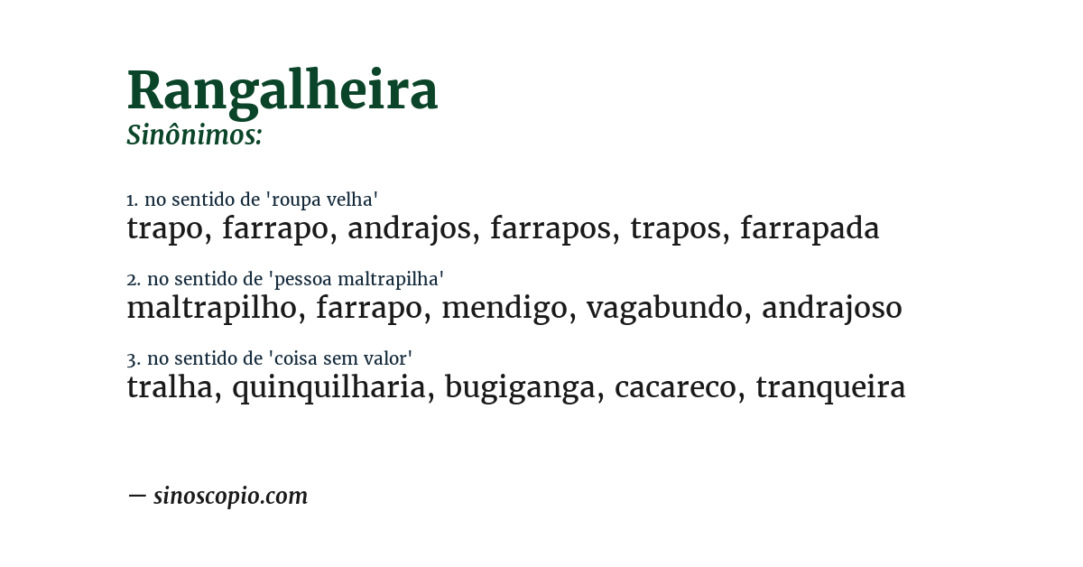 Sinônimo de rangalheira