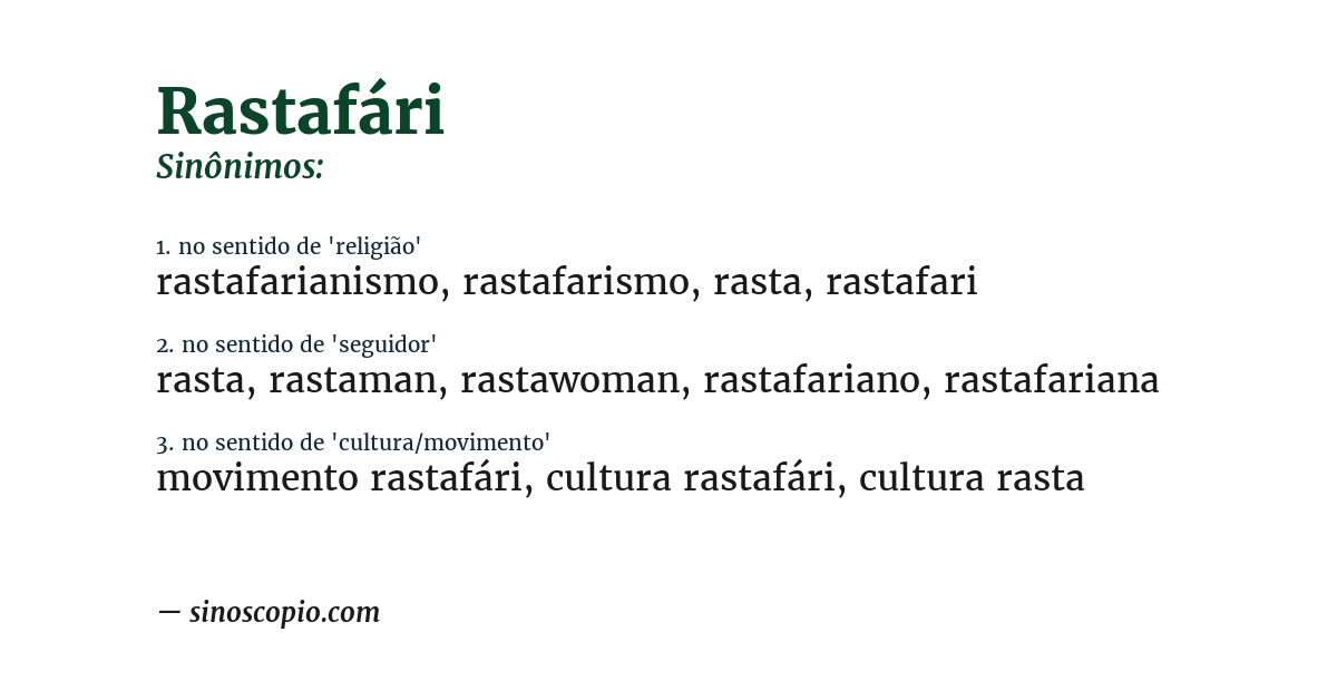 Sinônimo de rastafári