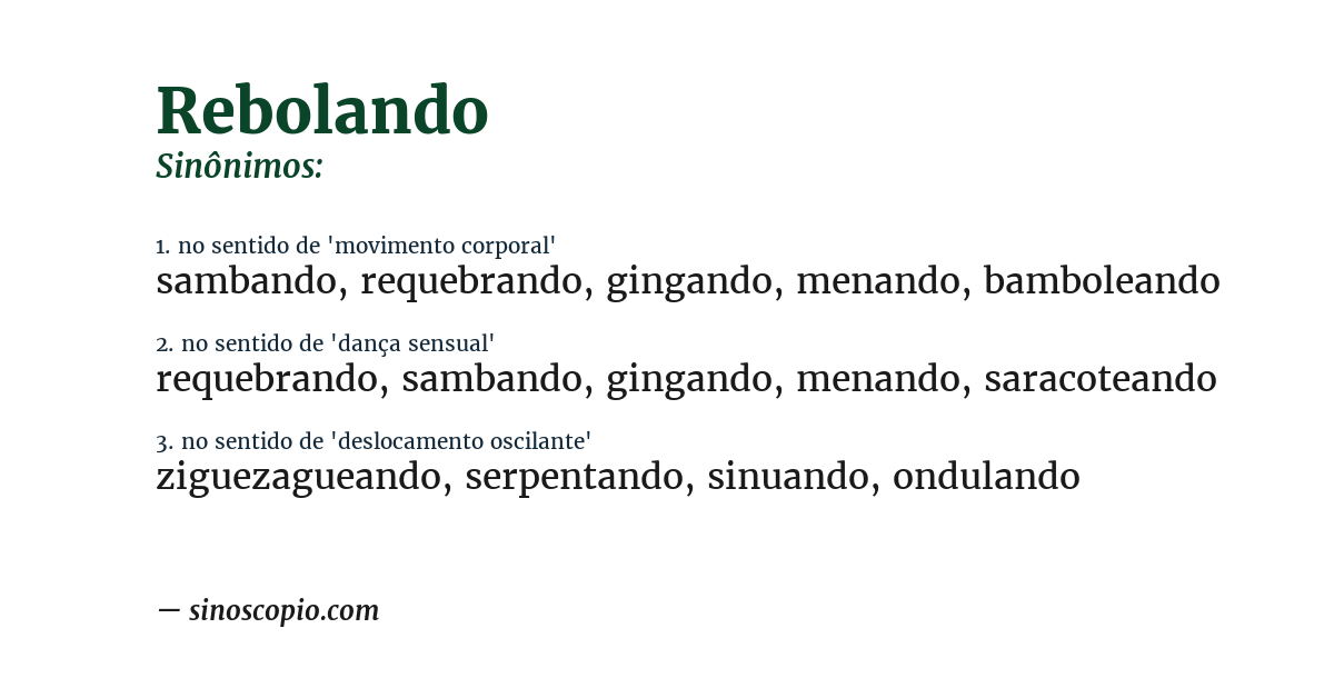 Sinônimo de rebolando