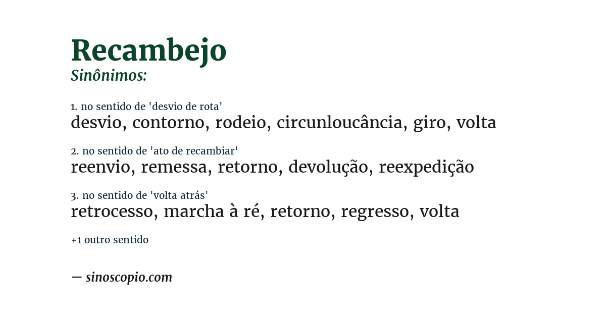 Sinônimo de recambejo