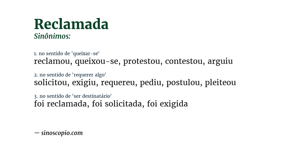 Sinônimo de reclamada