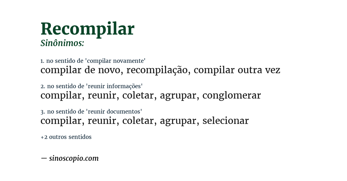 Sinônimo de recompilar