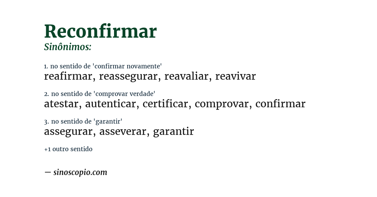 Sinônimo de reconfirmar