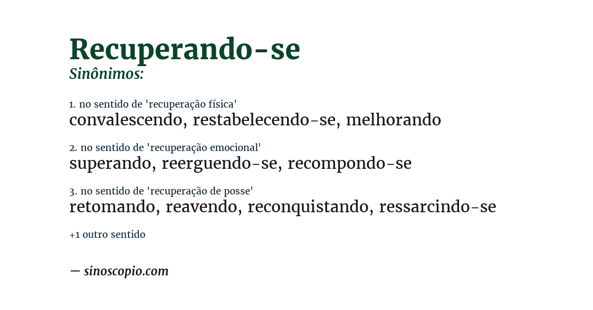 Sinônimo de recuperando-se