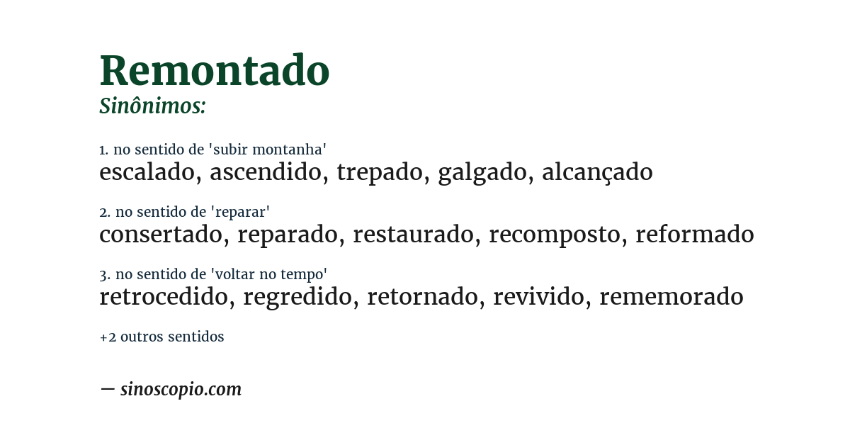 Sinônimo de remontado