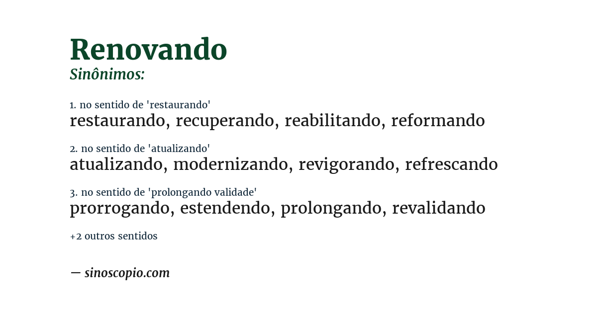 Sinônimo de renovando