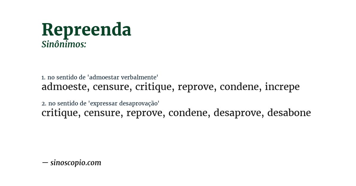 Sinônimo de repreenda
