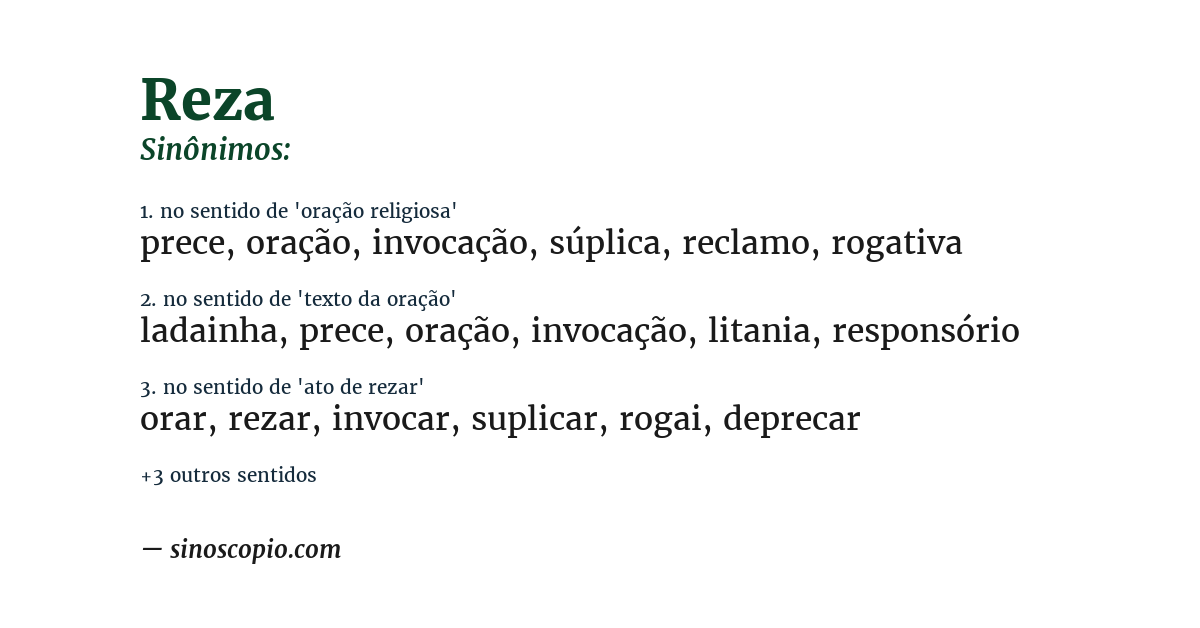 Sinônimo de reza