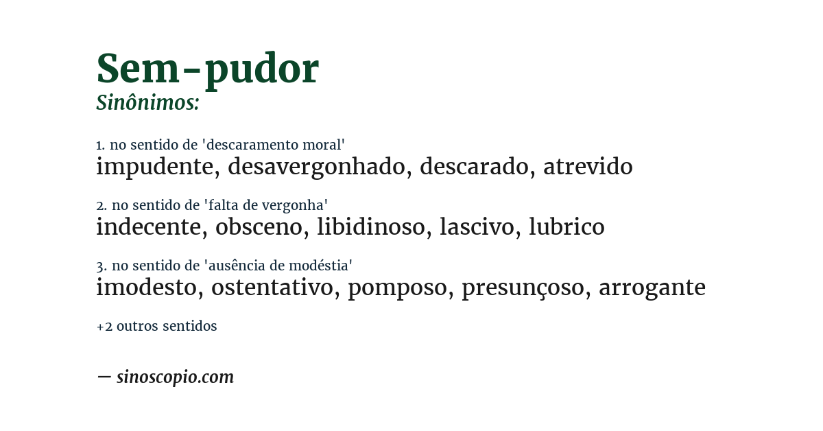 Sinônimo de sem-pudor