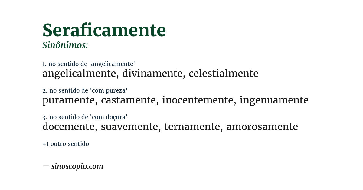 Sinônimo de seraficamente