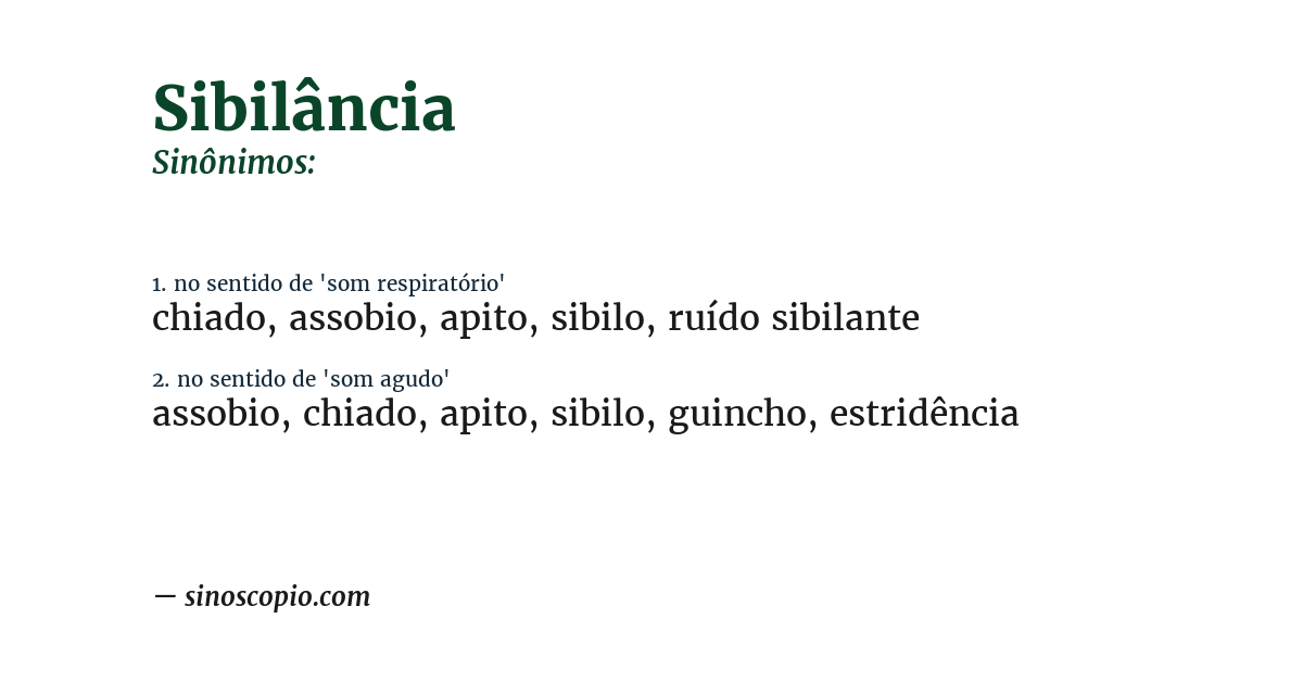 Sinônimo de sibilância