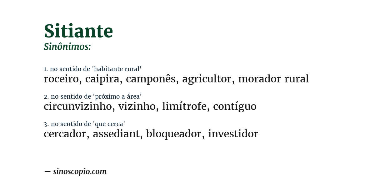 Sinônimo de sitiante
