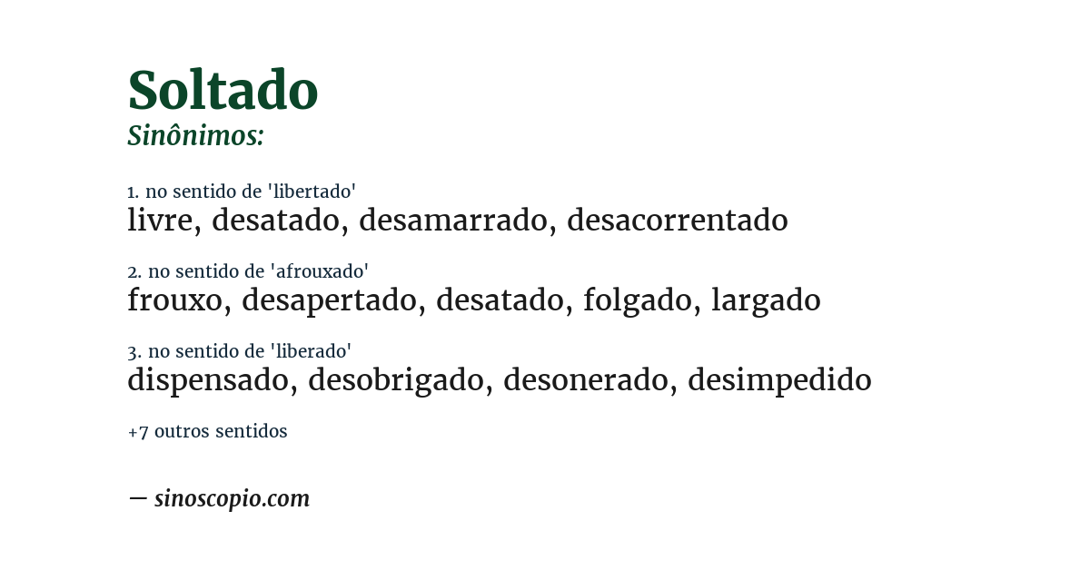 Sinônimo de soltado
