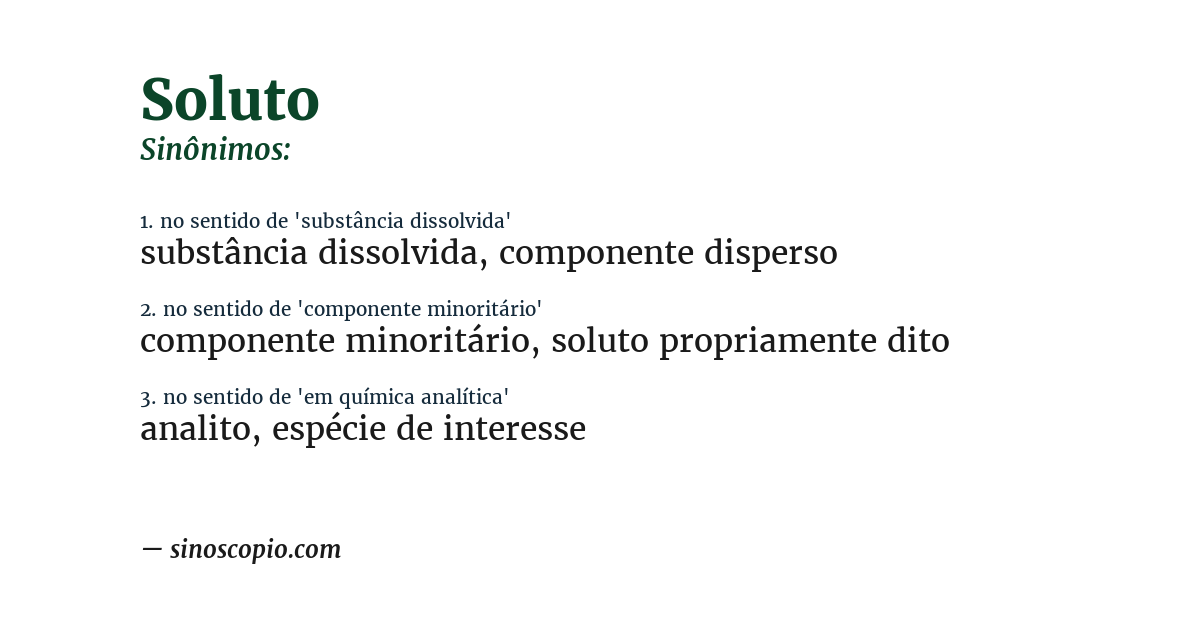 Sinônimo de soluto