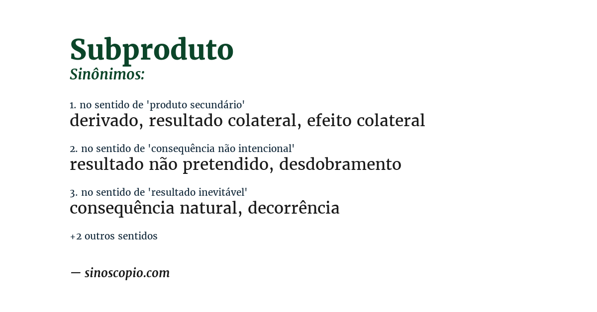Sinônimo de subproduto