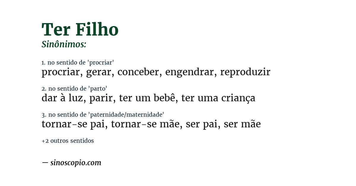 Sinônimo de ter filho
