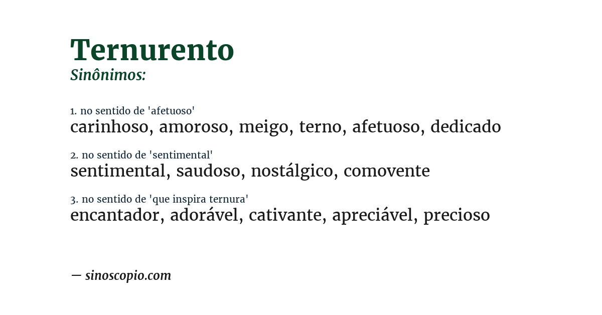 Sinônimo de ternurento
