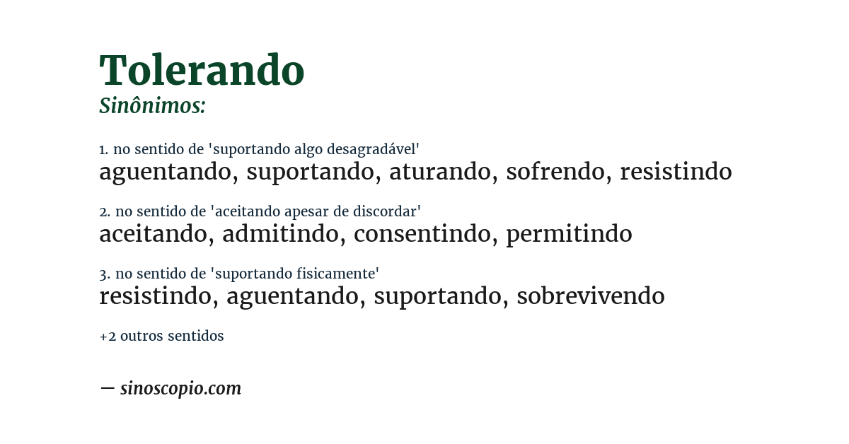 Sinônimo de tolerando