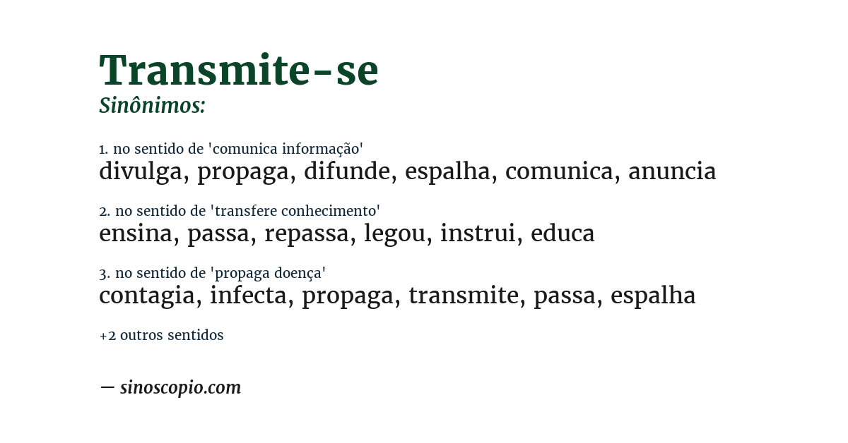 Sinônimo de transmite-se