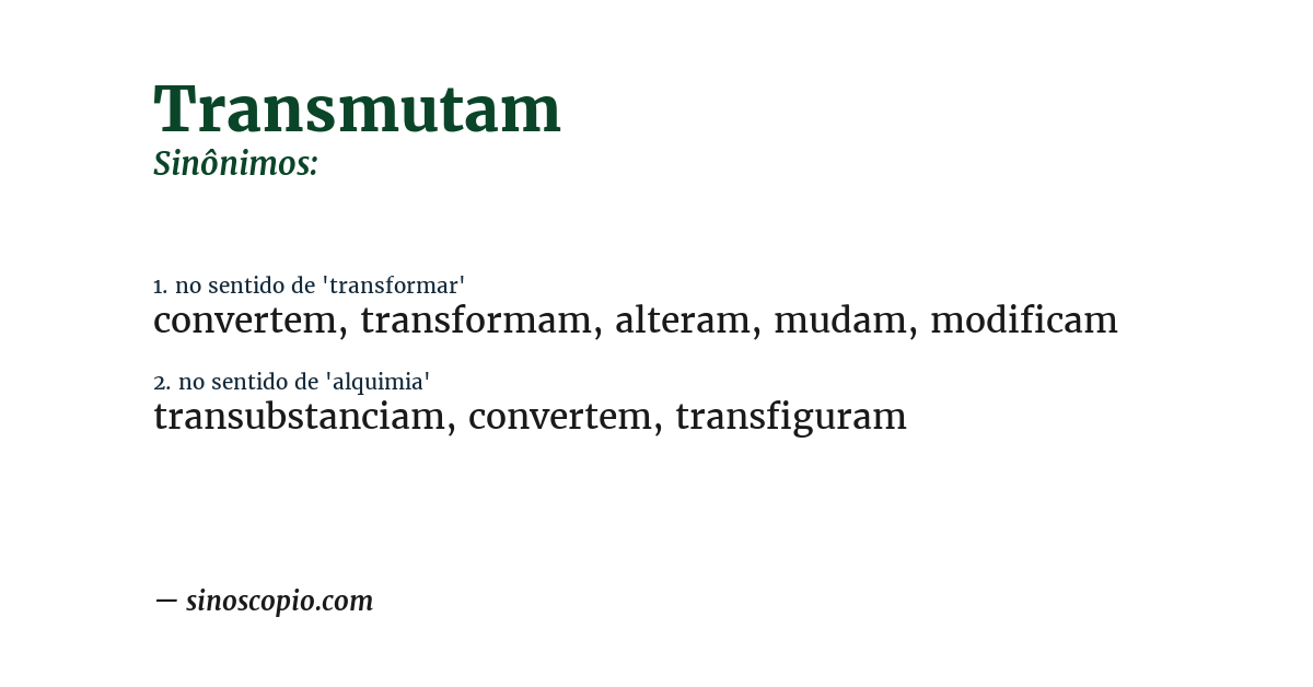 Sinônimo de transmutam