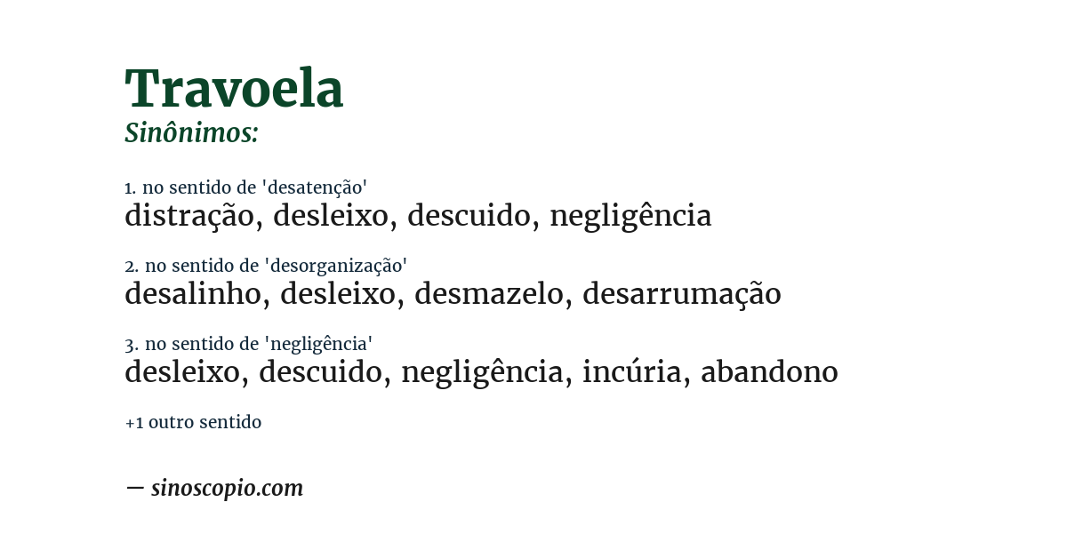 Sinônimo de travoela