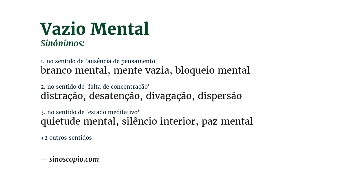 Sinônimo de vazio mental