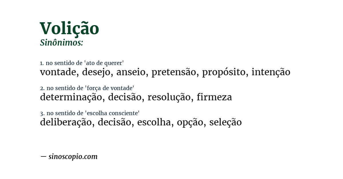 Sinônimo de volição