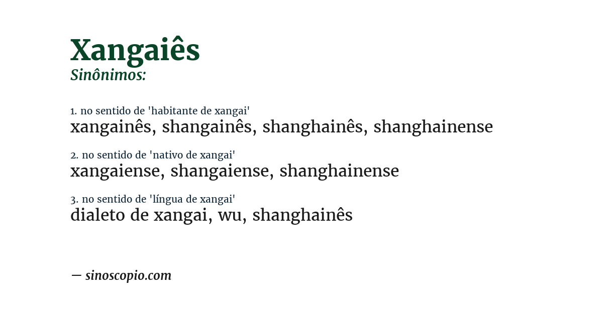 Sinônimo de xangaiês